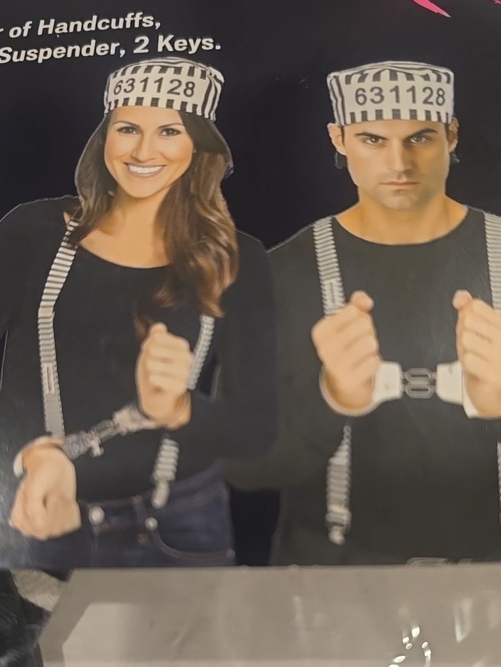 ❤️10/$10 Prisoner Costume Set with Striped Cap and Handcuffs - Black & White
